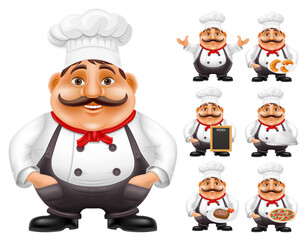 cooking chef man preparing dishes and food in the kitchen cartoon stock vector illustration isolated on white background