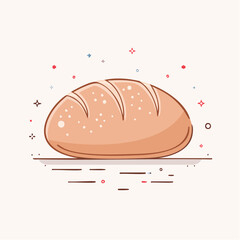 Warm Golden Brown Loaf of Bread with Subtle Texture and Sparkle Accents on a Light Background
