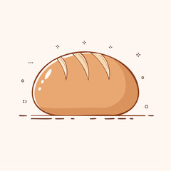A Simple Loaf of Golden Brown Bread with Three Score Marks on a Light Cream Background with Minimalist Doodles