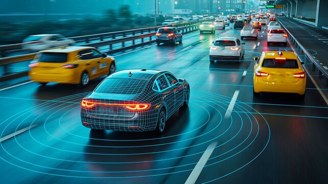 Autonomous self driving car using radar sensors on modern smart road
