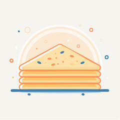 Simple Stacked Triangle Slices with Orange and Blue Accents on Light Background Simple Flat Design Food Illustration