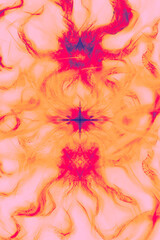 Abstract cyber sigilism type gradient background with dark star, fiery painted design of pastel inferno