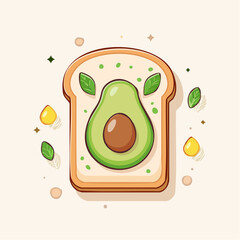 Pixel Art Toast With Avocado Slices And Greens In Soft Yellow Lighting Style