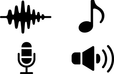 Collection of graphic icons representing audio and sound elements