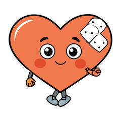 A cute heart-shaped plaster symbolizing care and healing. Perfect for expressing love, comfort, and tenderness with a touch of medical charm and emotional warmth.
