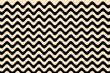 Black color curve on Bisque color background. Geometric seamless pattern. Classic pattern.