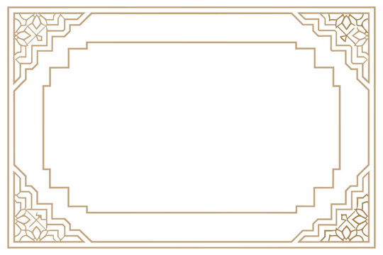 Elegant ornate geometric border design with decorative corners