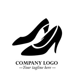 Flat Shoes Logo Symbol in Black on the White Background with Simple Elegant Footwear Design
