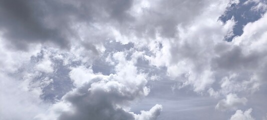 Scattered white clouds in a clear blue sky. Sky and cloud landscape. Sky background.