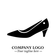 Flat Shoes Logo Symbol in Black on the White Background with Simple Elegant Footwear Design
