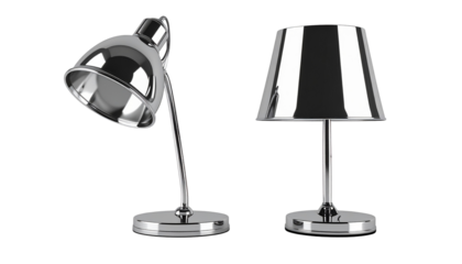  Modern Desk Lamp Collection in Gold Finish, isolated on transparent background