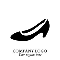 Flat Shoes Logo Symbol in Black on the White Background with Simple Elegant Footwear Design
