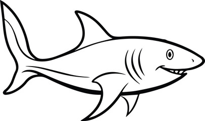 Obraz premium shark outline vector for marine and cartoon design