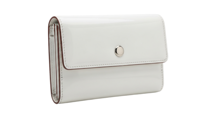 Elegant white leather wallet isolated on transparent background, perfect for carrying cards and cash in style