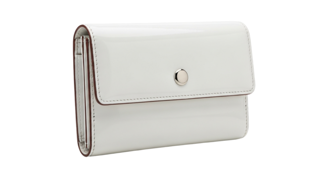 Elegant white leather wallet isolated on transparent background, perfect for carrying cards and cash in style