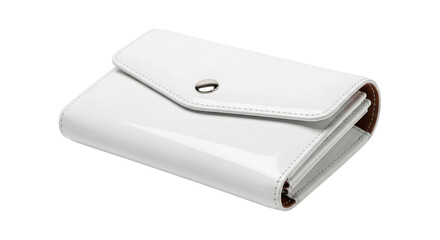 Stylish white leather wallet isolated on transparent background, a chic accessory for organizing your essentials