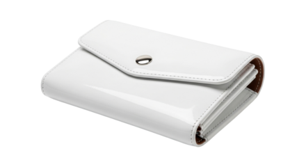 Stylish white leather wallet isolated on transparent background, a chic accessory for organizing your essentials