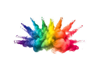 Obraz premium Vibrant Explosion of Colorful Powder Isolated on Black Background Abstract Art Design Element Full Spectrum Hues