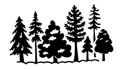 Fototapeta premium Silhouette Forest of Trees: A collection of trees set against the sky, symbolizing the beauty of the natural world.