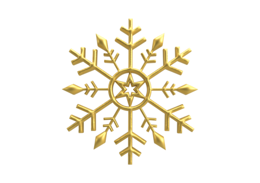 Golden snowflake isolated on transparent background, a symbol of winter and christmas - Powered by Adobe