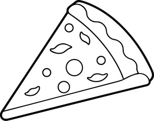 slice of pizza outline vector for food and menu design