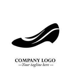 Flat Shoes Logo Symbol in Black on the White Background with Simple Elegant Footwear Design
