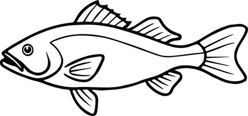 smallmouth bass outline vector for fishing and nature design