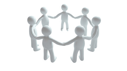 A group of people standing in a circle isolated on transparent background.