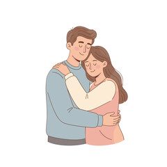 A Tender Embrace Between a Man and a Woman Depicting Love and Connection With Closed Eyes and Soft Smiles on a Transparent Background