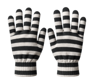 Cotton jersey gloves featuring a black and white striped design.