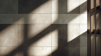 Geometric patterns of shadows dancing on a tiled wall
