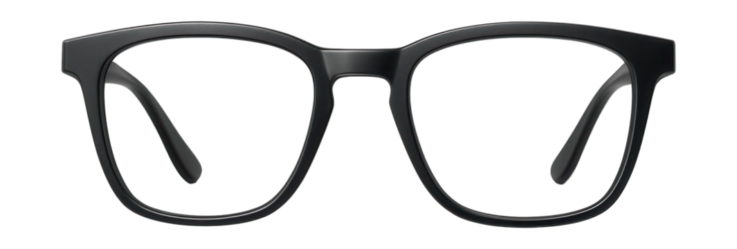 Sleek, minimalist matte black frames.