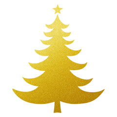 illustration: gold christmas tree sticker ornament isolated on white or transparent png