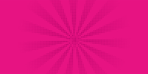 Pink comics background. Abstract lines backdrop. Bright sunrays. Design frames for title book. Texture explosive polka. Beams action. Pattern motion flash. Rectangle fast boom. Vector illustration