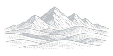 Vector winter mountain landscape with snow, ice, and sky, perfect for travel or nature design