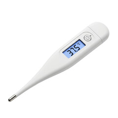 Digital thermometer displaying temperature on transparent background