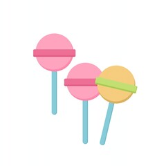 A colorful flat vector illustration of lollipops isolated
