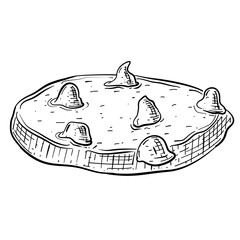 chocolate chip cookie vector line art hand drawn illustration 