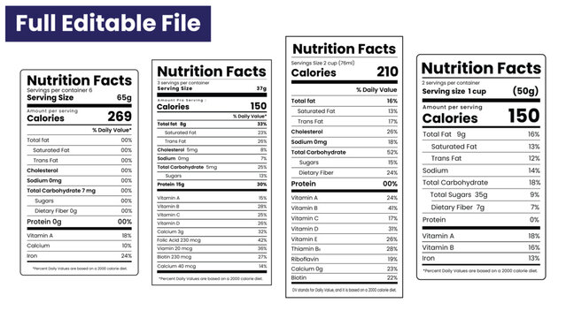 Nutrition facts template,nutrition label,supplement facts, vitamin facts, nutrition fact vector illustration