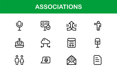 Associations Professional Line Icon Set – Modern Minimal Vector Symbols for Organizations and Networking