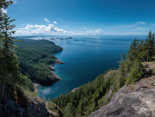 Aerial coastal landscape with cliffs and ocean view