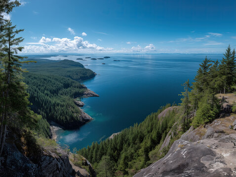 Aerial coastal landscape with cliffs and ocean view - Powered by Adobe