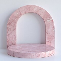 Foundation made of pink marble arch and base, template for product placement and display