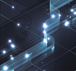 artificial intelligence abstract background, Robot and human hands interacting, Hand holding virtual Global Internet connection,Futuristic cityscape with glowing lines,Modern workspace with computer