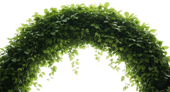 Lush green ivy arch isolated on transparent background, a natural and vibrant element for decoration, design, or creative projects