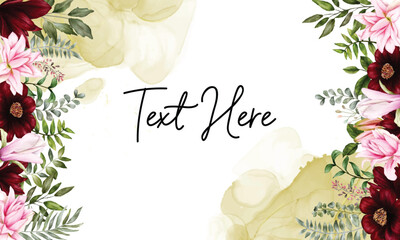 Floral greeting card background with roses and decorative flowers