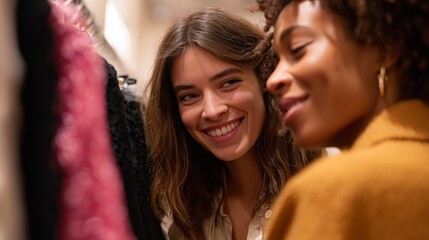 Fototapeta premium Friends shopping together and enjoying each other's company in a stylish boutique