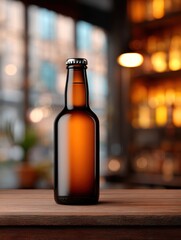 Minimal Beer Bottle Mockup with Clear Label Area