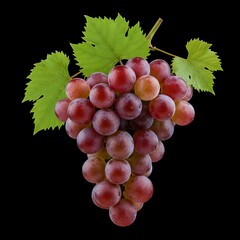 A group of red grapes displayed on a black background, emphasizing their rich hue and natural shine.