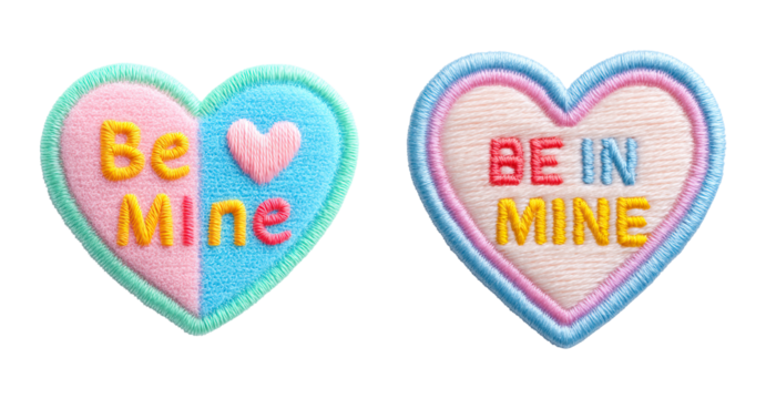 Embroidered valentine patch heart pink blue with stitched text romantic gift embroidered valentine patch for clothing and accessories sweet
